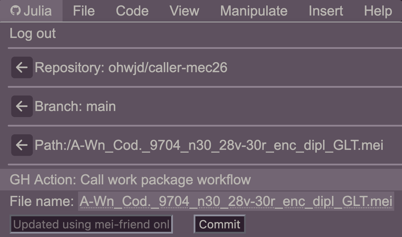 Screenshot of mei-friends GitHub menu with activated GitHub Actions