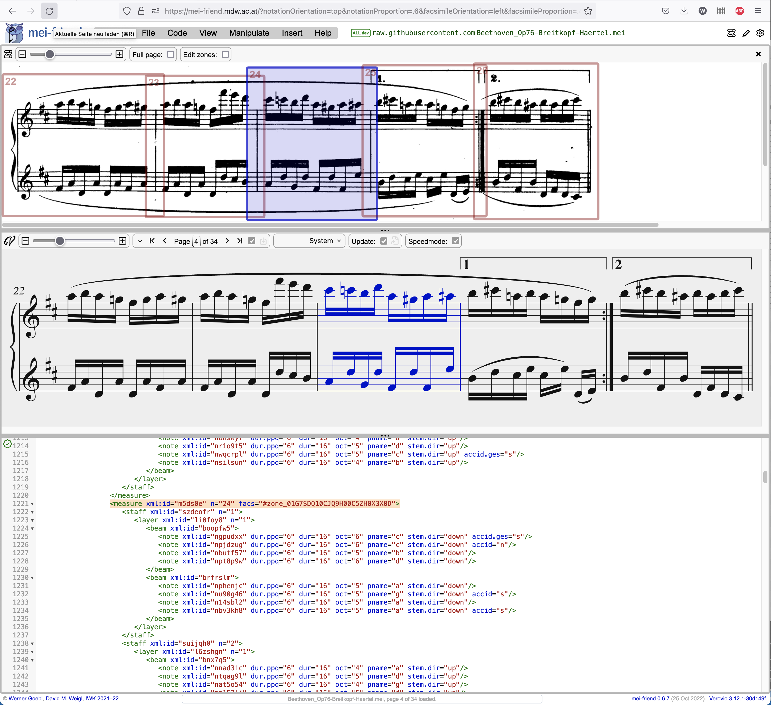 Screenshot of mei-friend with facsimile of one system