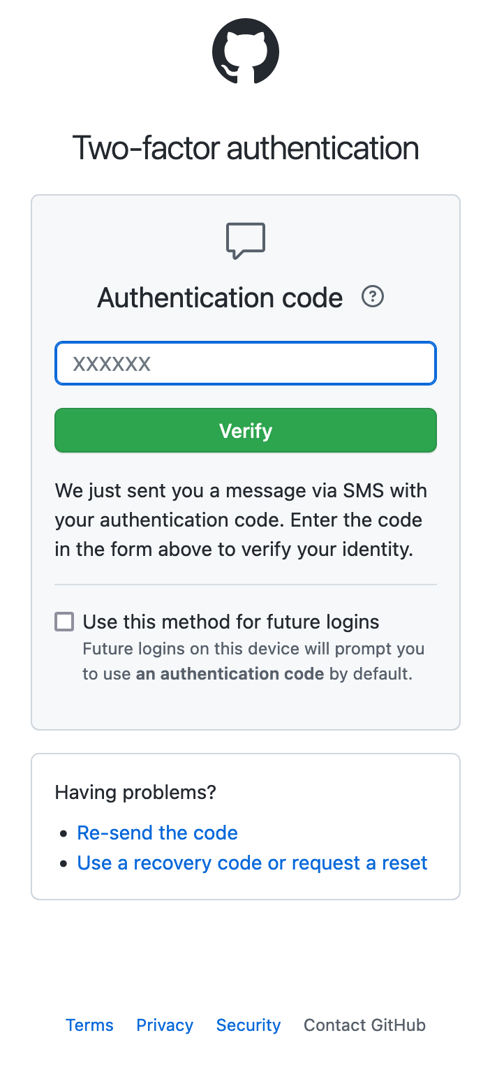 Two-factor authentication of your GitHub profile